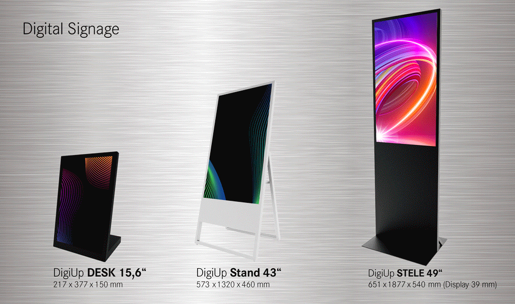 Digital Signage Monitors with USB Stick, Content Management, and 4G Option