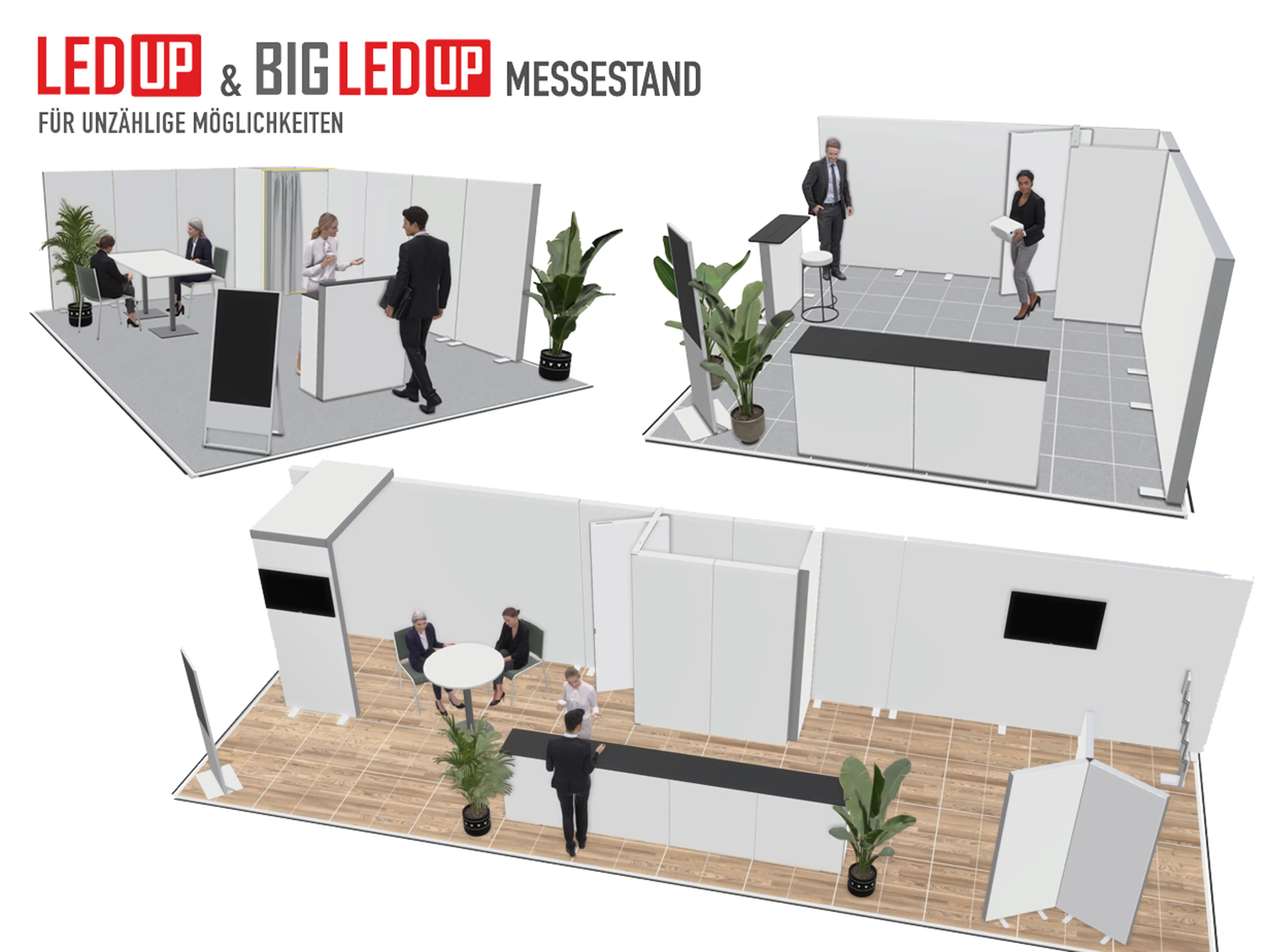 Modular trade show booth system with flexible setup and custom branding