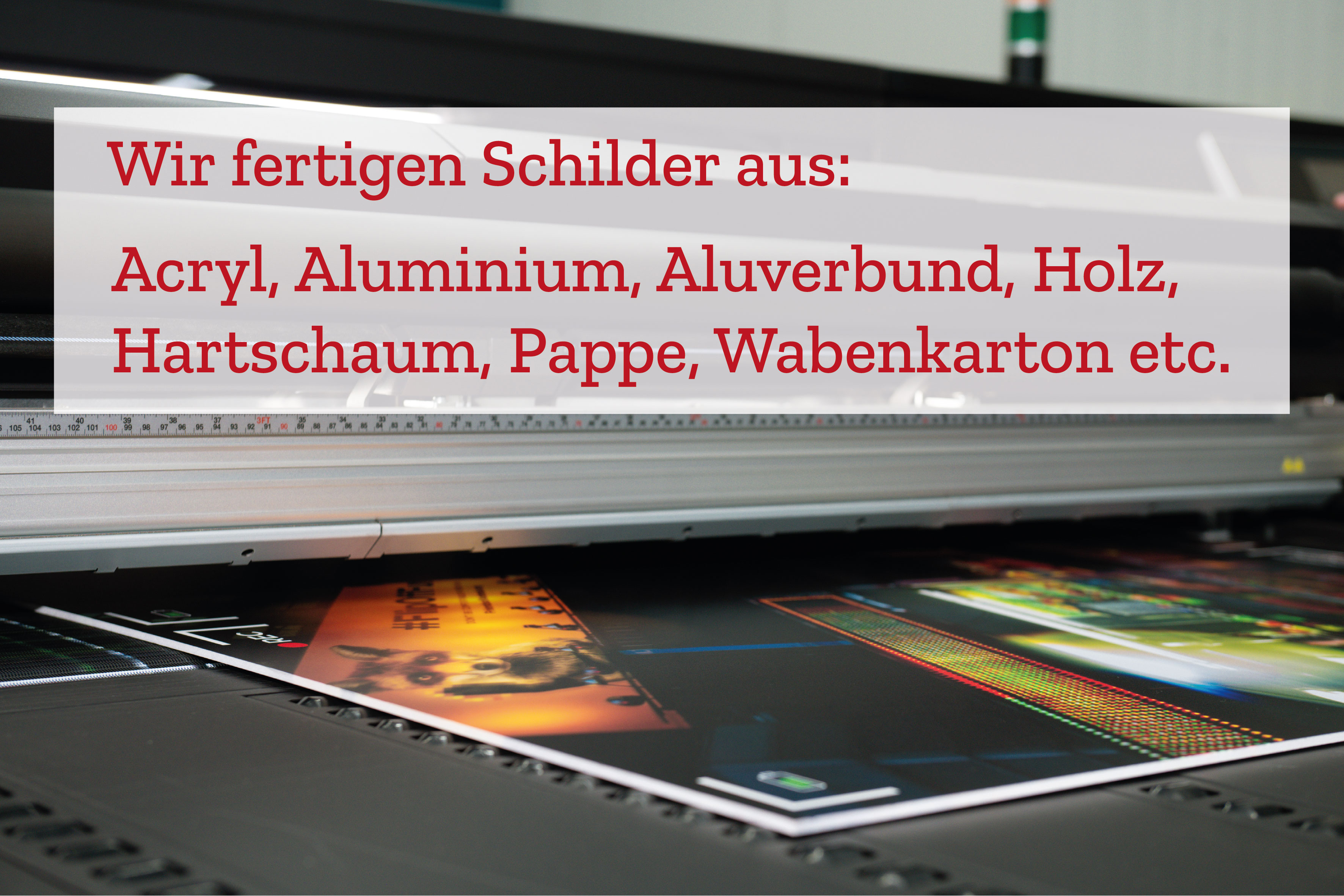 Signs made of wood, aluminum, aluminum composite, PVC, cardboard, acrylic glass
