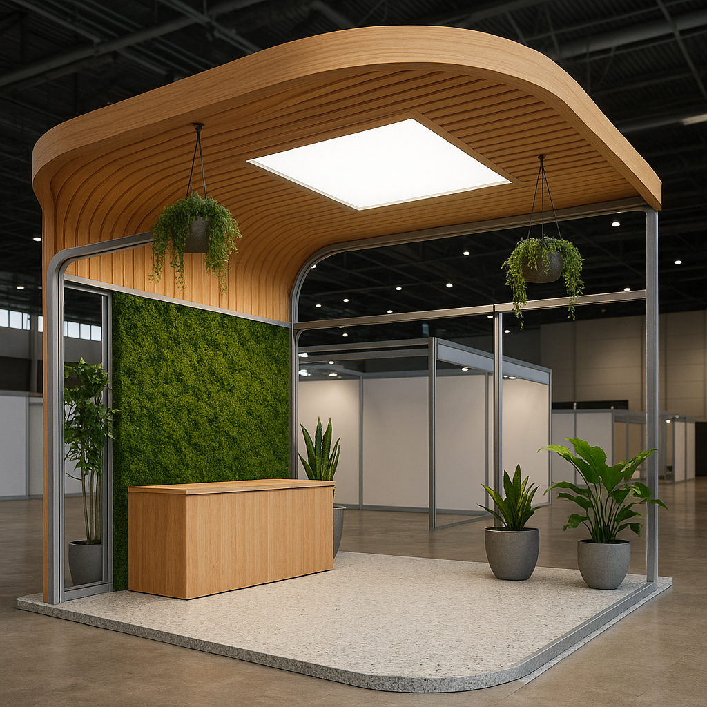 Ecological trade show booth solutions with sustainable materials and modern design from Get Messebau