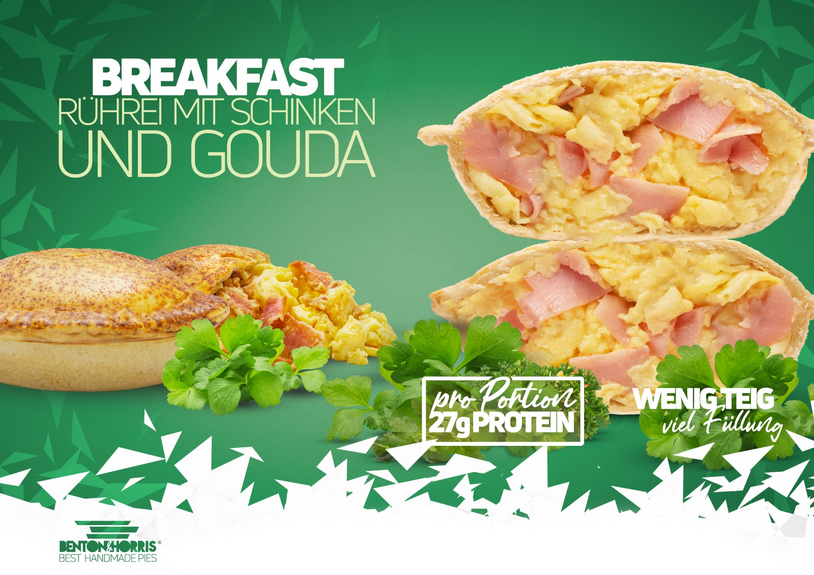 Breakfast Pie with scrambled eggs, Gouda, ham – hearty breakfast in spelt dough from Benton & Horris