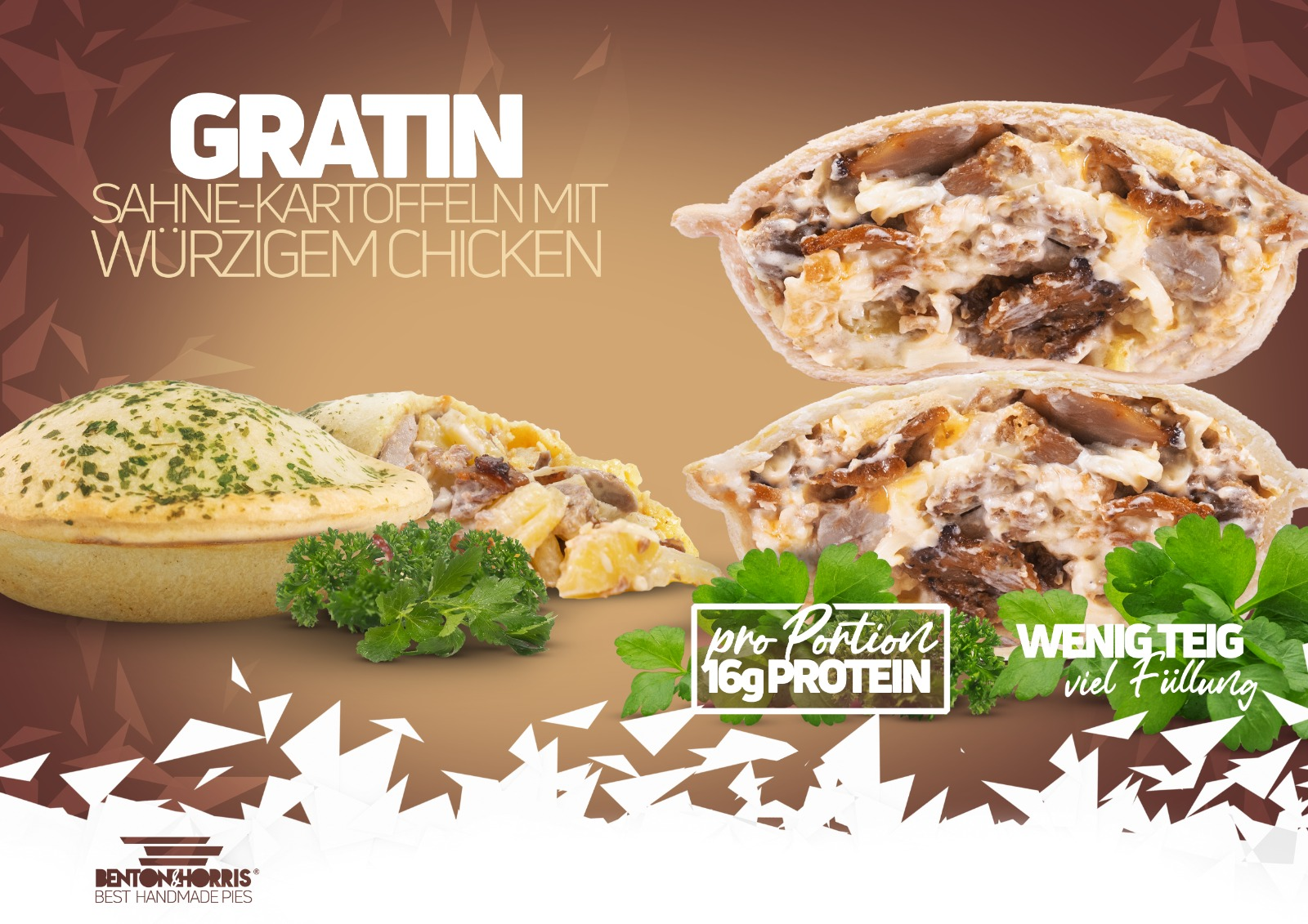 Gratin Pie with Creamy Potatoes and Spicy Chicken – Creamy Frozen Snack from Benton & Horris
