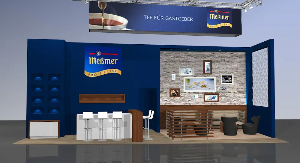 Trade fair design with surface finishing