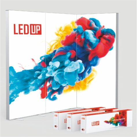 LEDUP™ modular LED light frame system made of aluminum for flexible and transport-optimized presentation areas
