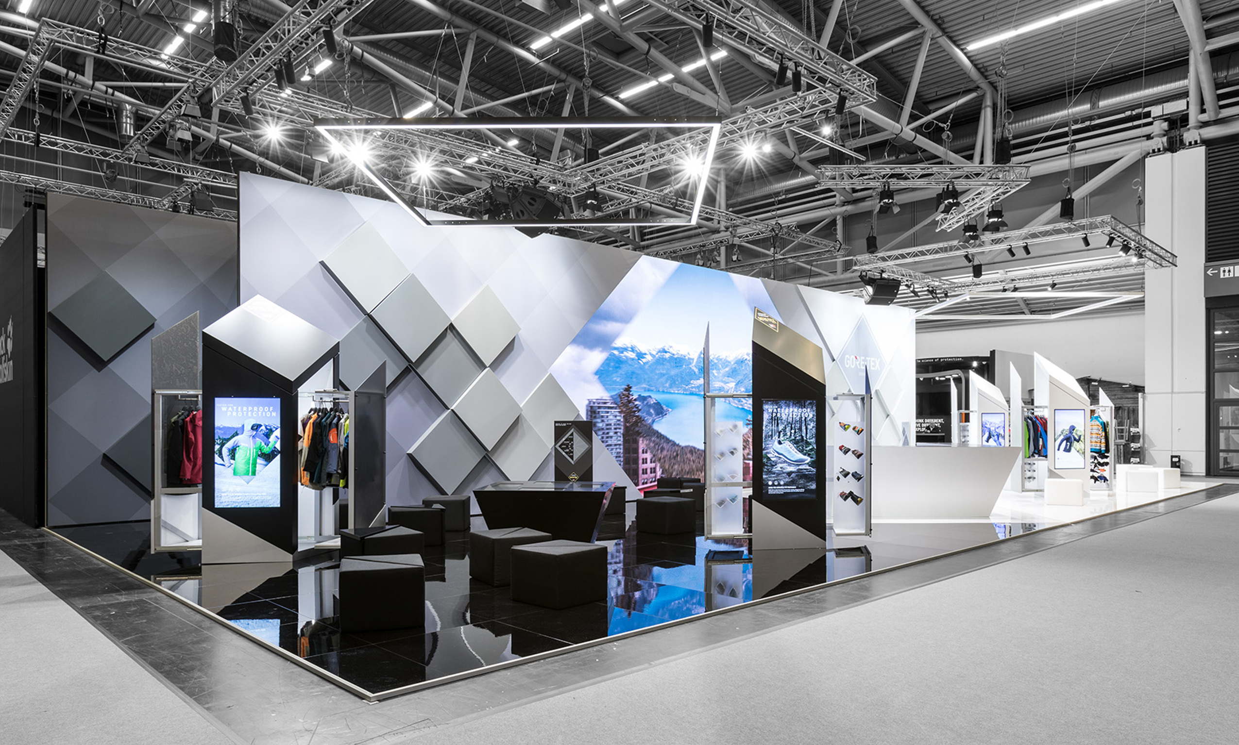 Trade fair stands with three-dimensional corporate communication