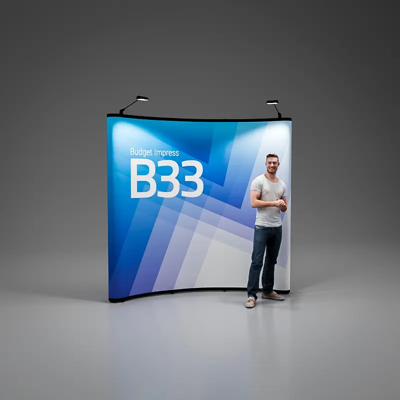 Mobile Trade Show Wall - Budget Impress B33 Light - 3x3 Panels - mobile display with lighting